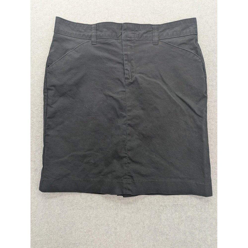 Dickies Skirt Womens 10 Black Twill Workwear Stretch Zip Pockets Back Vent Chino